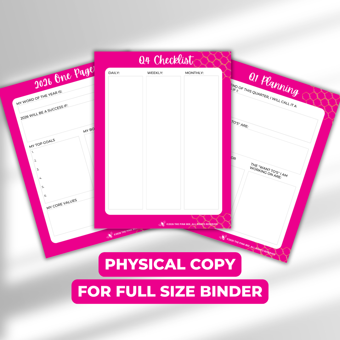 2026 Annual Planning TOP Planner Inserts for Full Size Binder