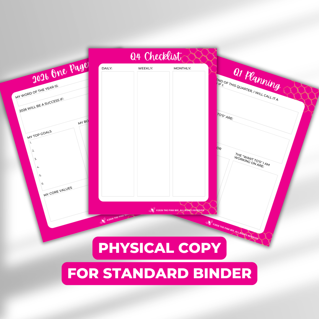 2026 Annual Planning TOP Planner Inserts for Standard Binder